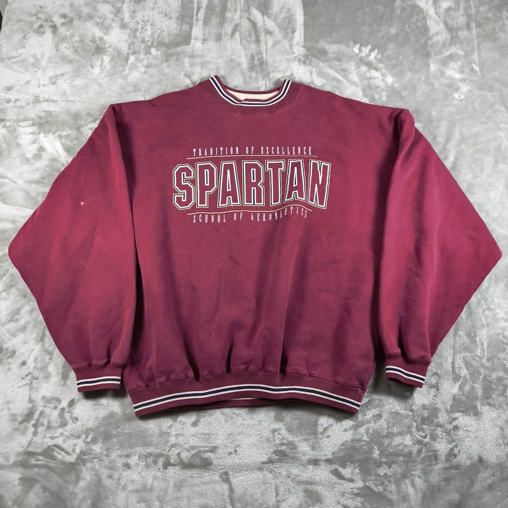 Vintage Spartan School Of Aeronautics Sweatshirt Mens XXL College Technology 90s